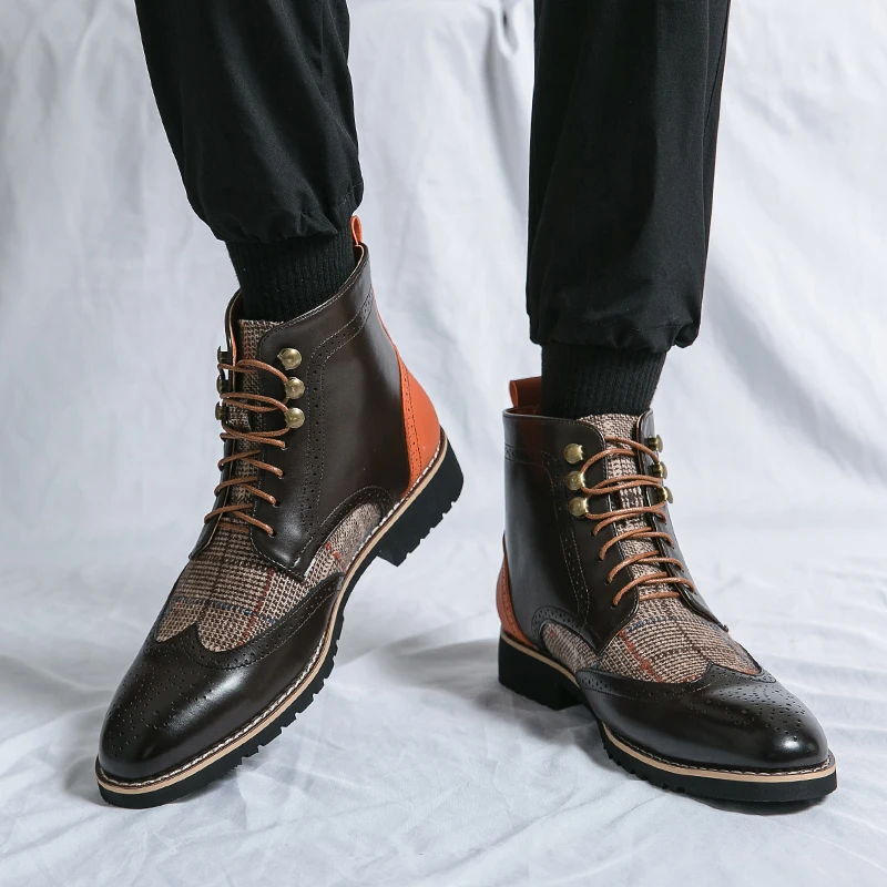 Retro Black High Top Men's Bro - Men Formal Wear Shoes ulasan dan harga