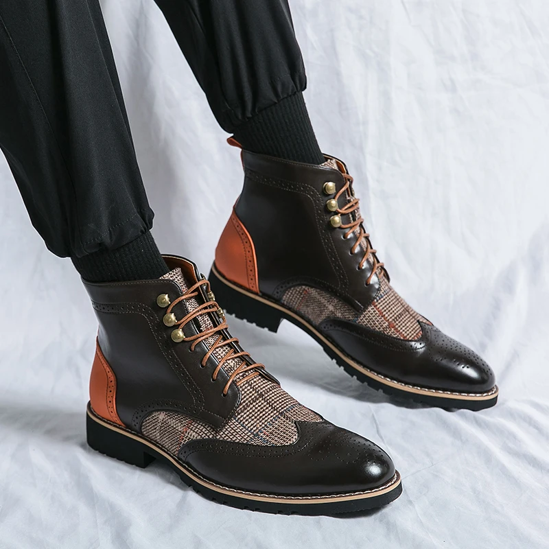 Retro Black High Top Men's Bro - Men Formal Wear Shoes ulasan dan harga