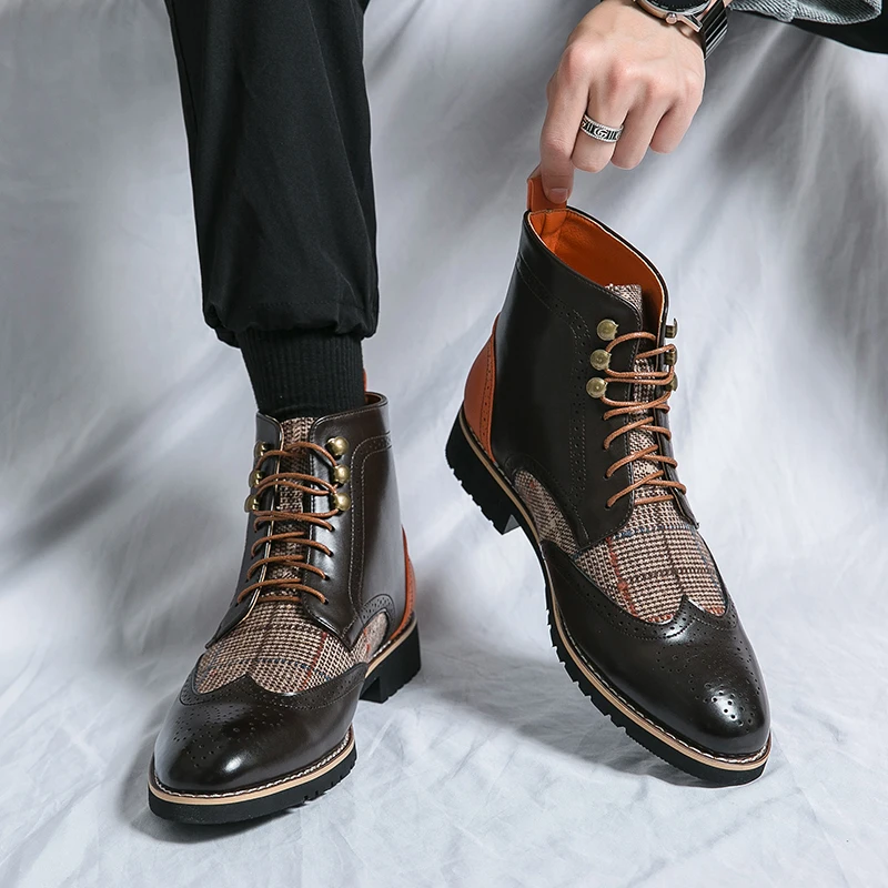 Retro Black High Top Men's Bro - Men Formal Wear Shoes ulasan dan harga