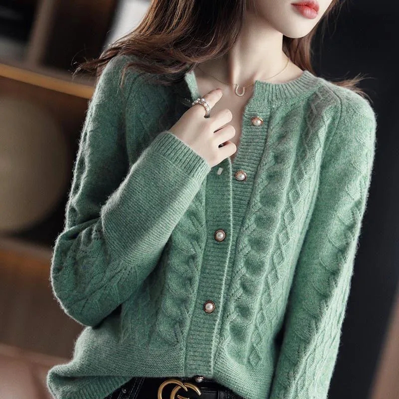 Vintage Knitted Cardigan Jacke - Wool Suit Jacket ulasan dan harga