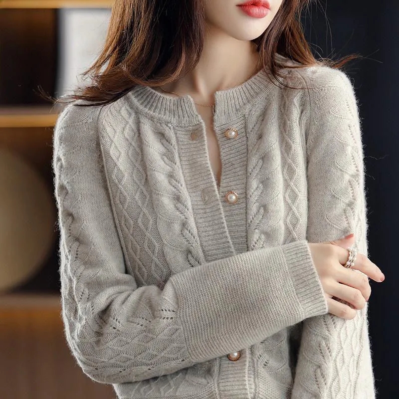 Vintage Knitted Cardigan Jacke - Wool Suit Jacket ulasan dan harga