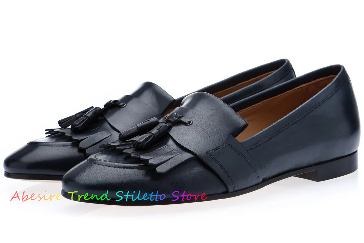 Leather Fringed Loafers Men Ta - Men Formal Wear Shoes ulasan dan harga