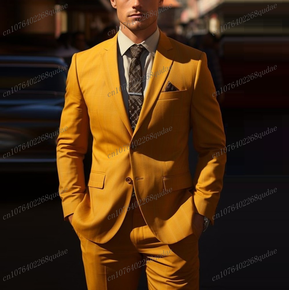 New Orange Men Suit Formal Occ - Formal Wear Jersey For Men ulasan dan harga