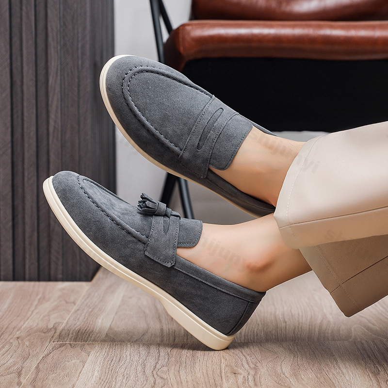 Men Flat Loafers Frosted Suede - Men Formal Wear Shoes ulasan dan harga
