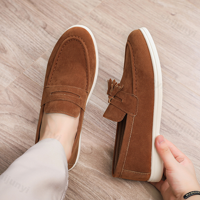 Men Flat Loafers Frosted Suede - Men Formal Wear Shoes ulasan dan harga