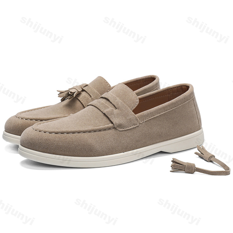 Men Flat Loafers Frosted Suede - Men Formal Wear Shoes ulasan dan harga