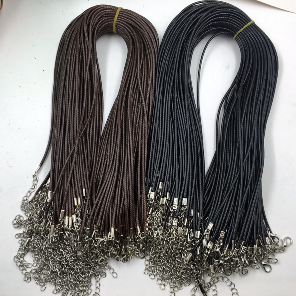20pcs 45cm Brown Waxed Necklac - Patent Leather Oxford ulasan dan harga