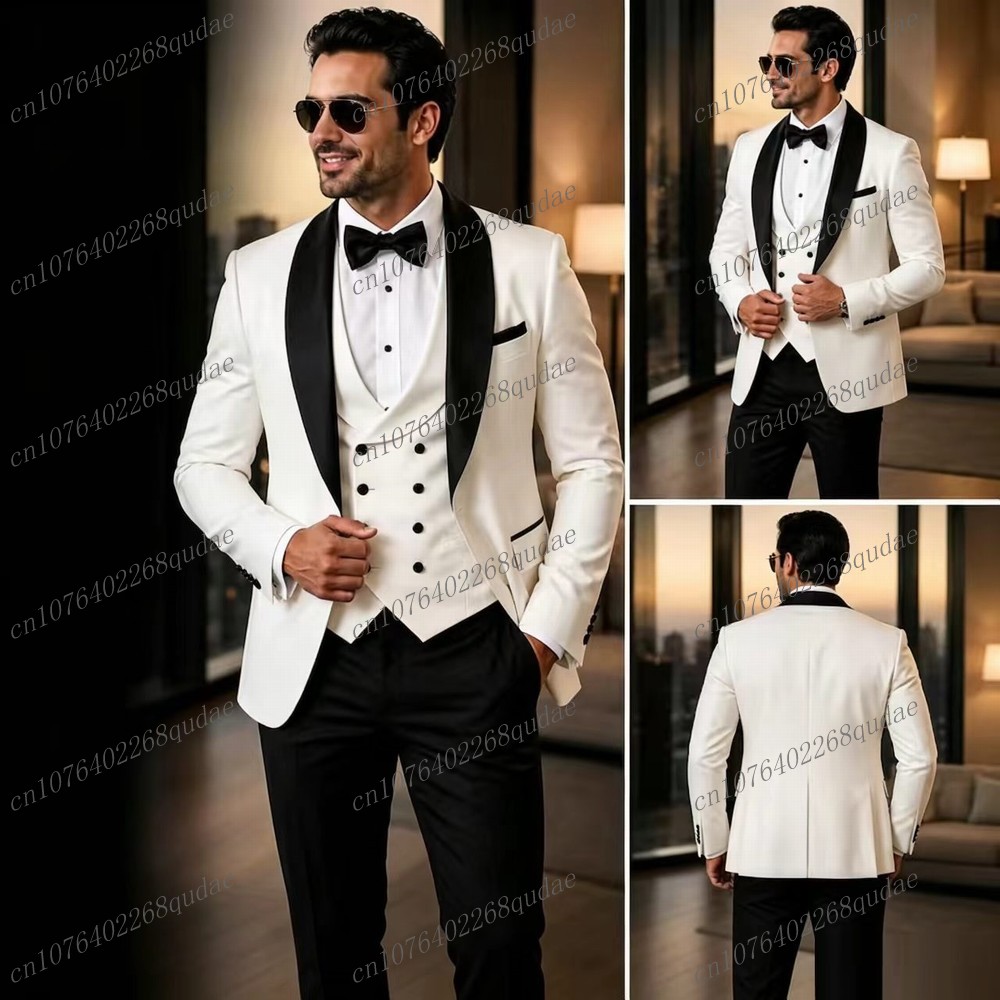 White And Black Formal Men Sui - Formal Wear Jersey For Men ulasan dan harga