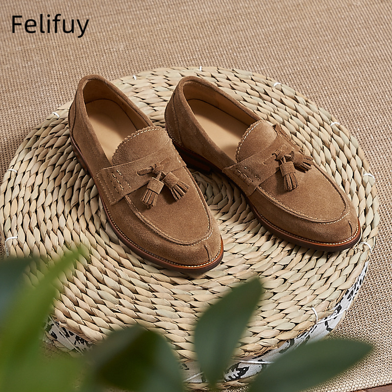 New Brown Men Flat Loafers Cow - Men Formal Wear Shoes ulasan dan harga