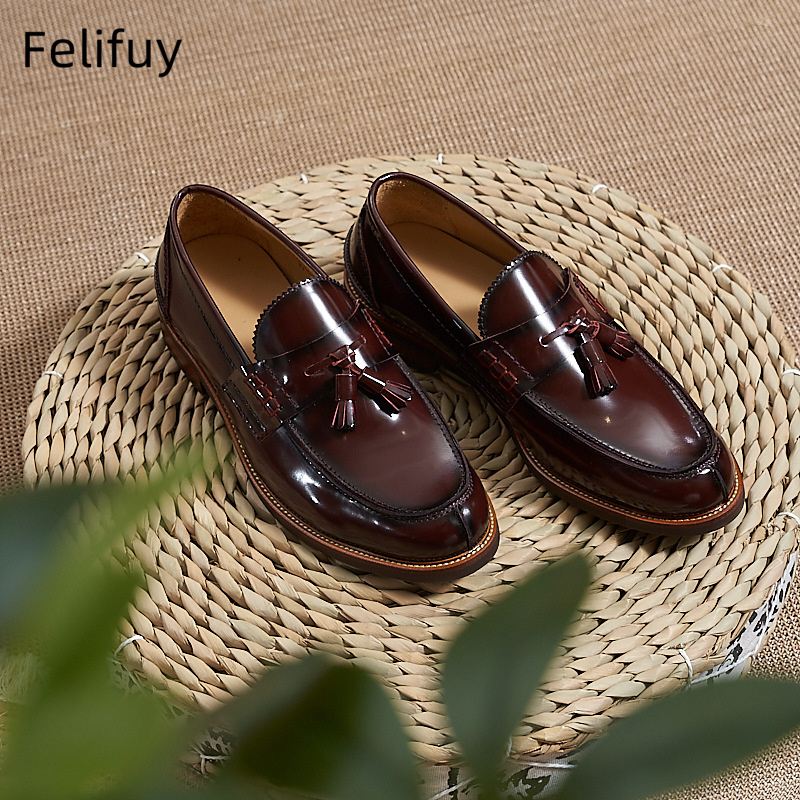 New Brown Men Flat Loafers Cow - Men Formal Wear Shoes ulasan dan harga