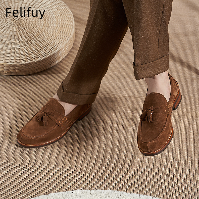 New Brown Men Flat Loafers Cow - Men Formal Wear Shoes ulasan dan harga