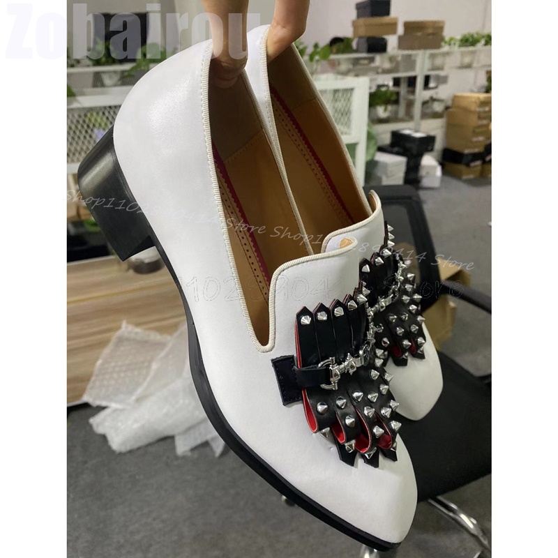 Metal Rivets Black Tassels Whi - Men Formal Wear Shoes ulasan dan harga
