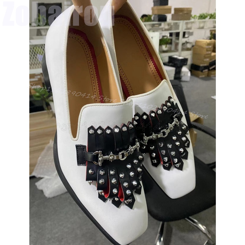 Metal Rivets Black Tassels Whi - Men Formal Wear Shoes ulasan dan harga