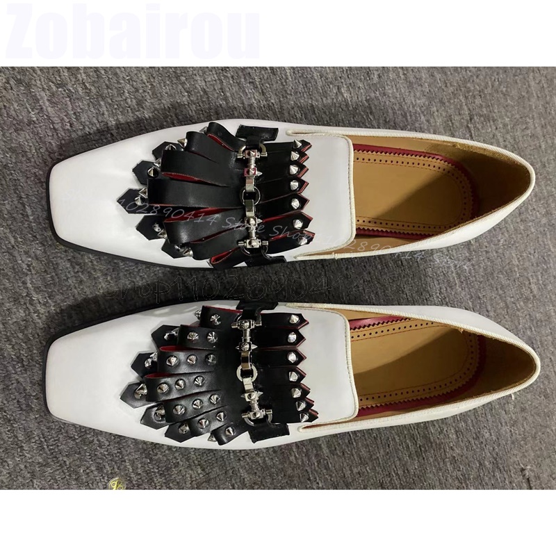 Metal Rivets Black Tassels Whi - Men Formal Wear Shoes ulasan dan harga