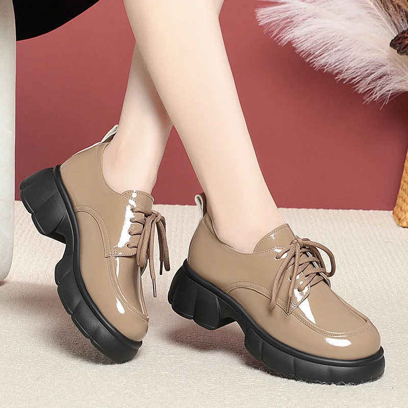 5cm Vintage British Thick Bott - Patent Leather Oxford ulasan dan harga