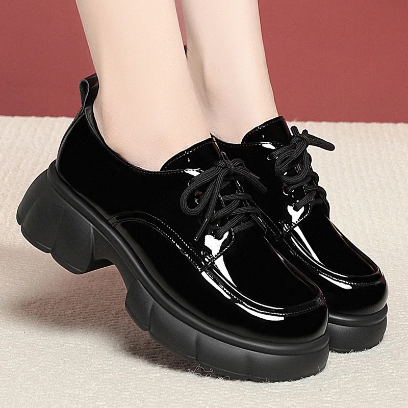 5cm Vintage British Thick Bott - Patent Leather Oxford ulasan dan harga