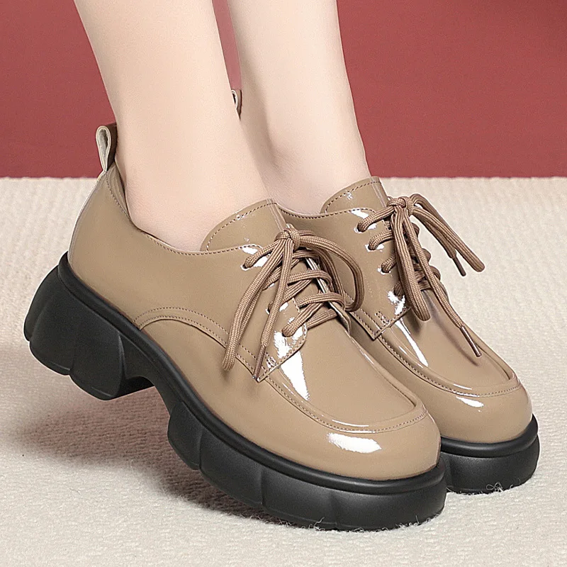 5cm Vintage British Thick Bott - Patent Leather Oxford ulasan dan harga