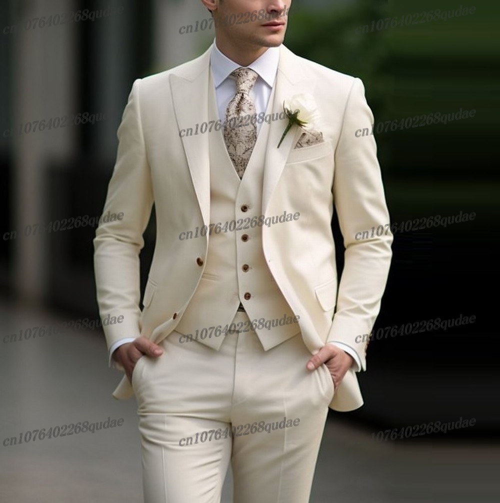 New Formal Ivory Men Suit Wedd - Formal Wear Jersey For Men ulasan dan harga