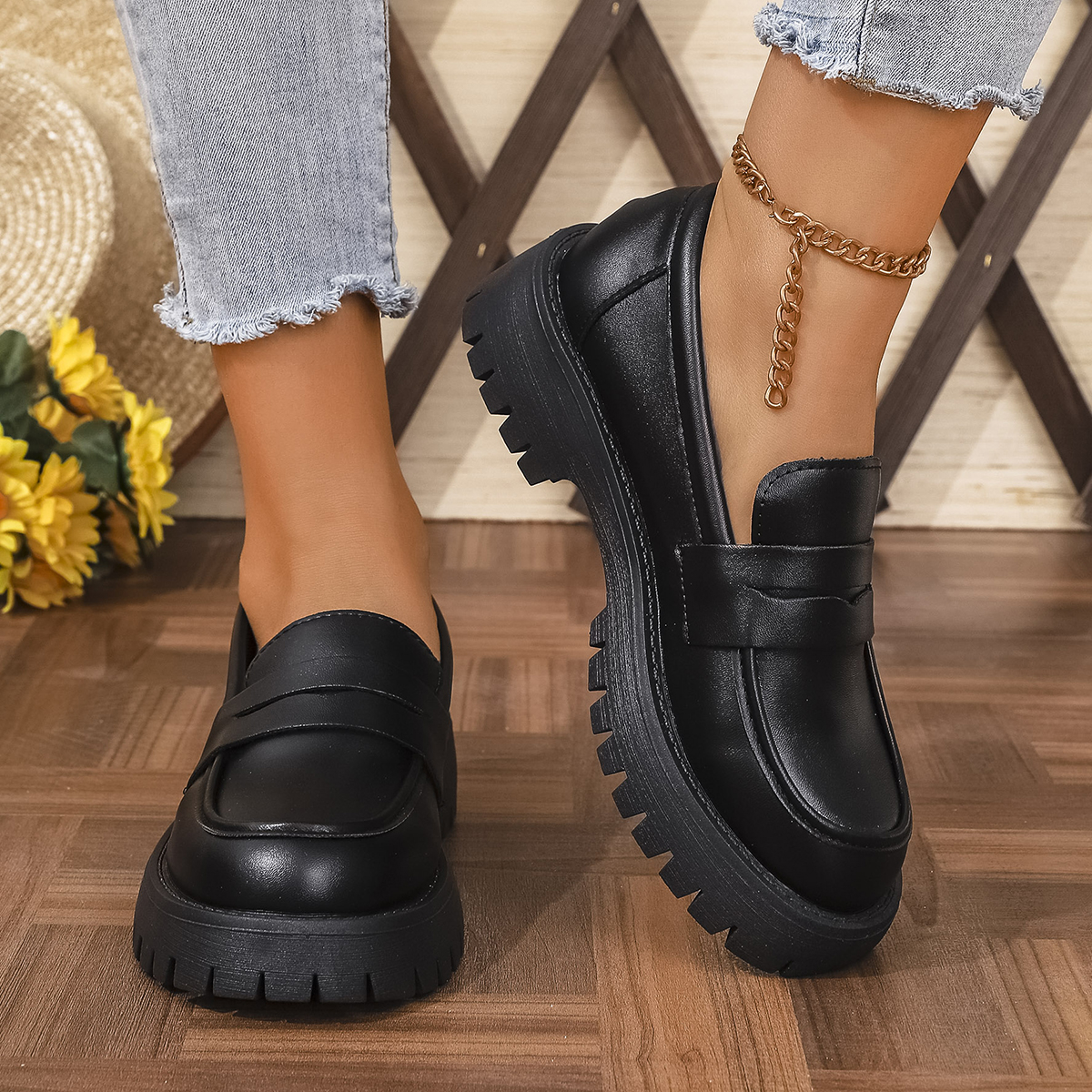 Women's British Style Thick Bo - Patent Leather Oxford ulasan dan harga