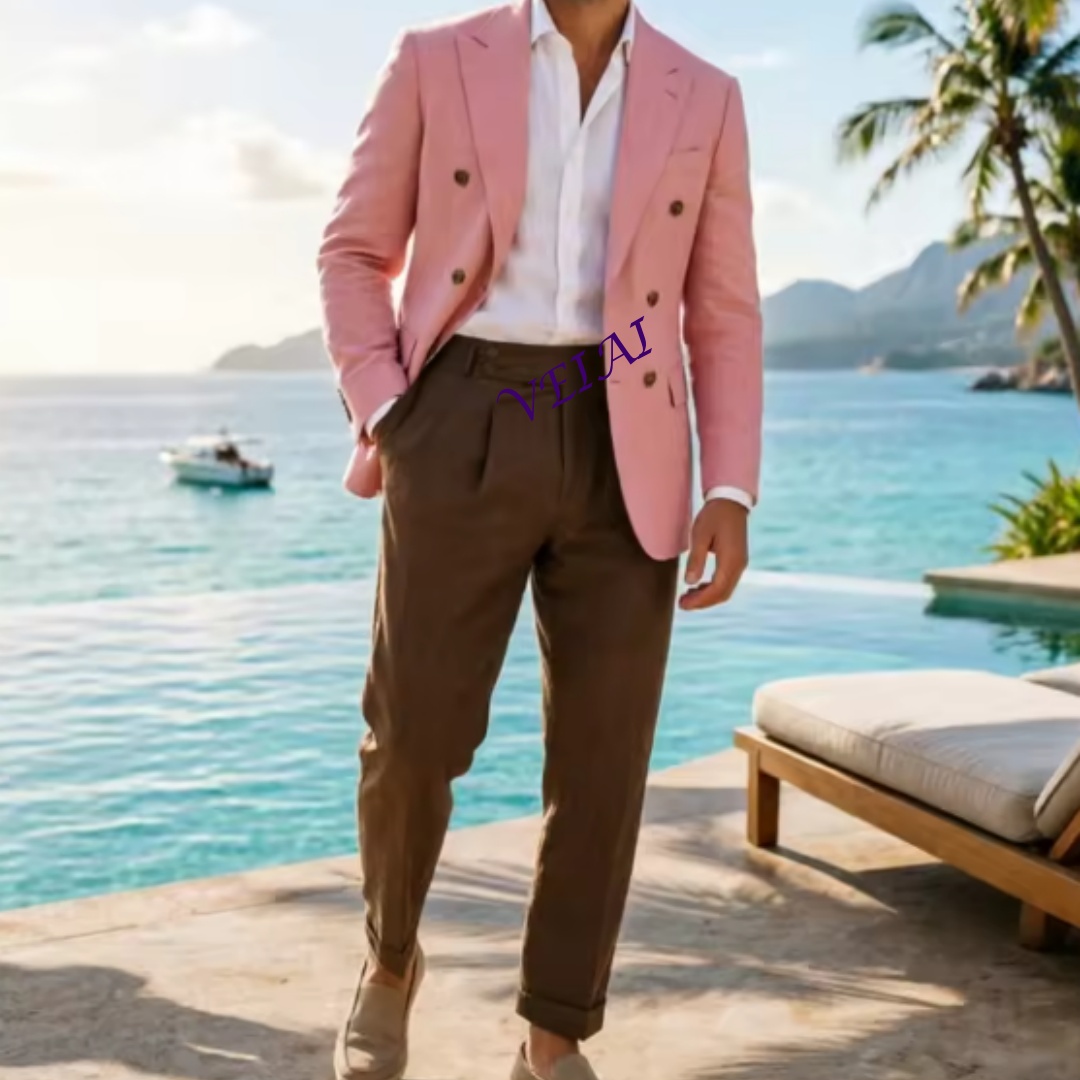 Customized2 Piece Beige Linen  - Men'S Formal Attire ulasan dan harga